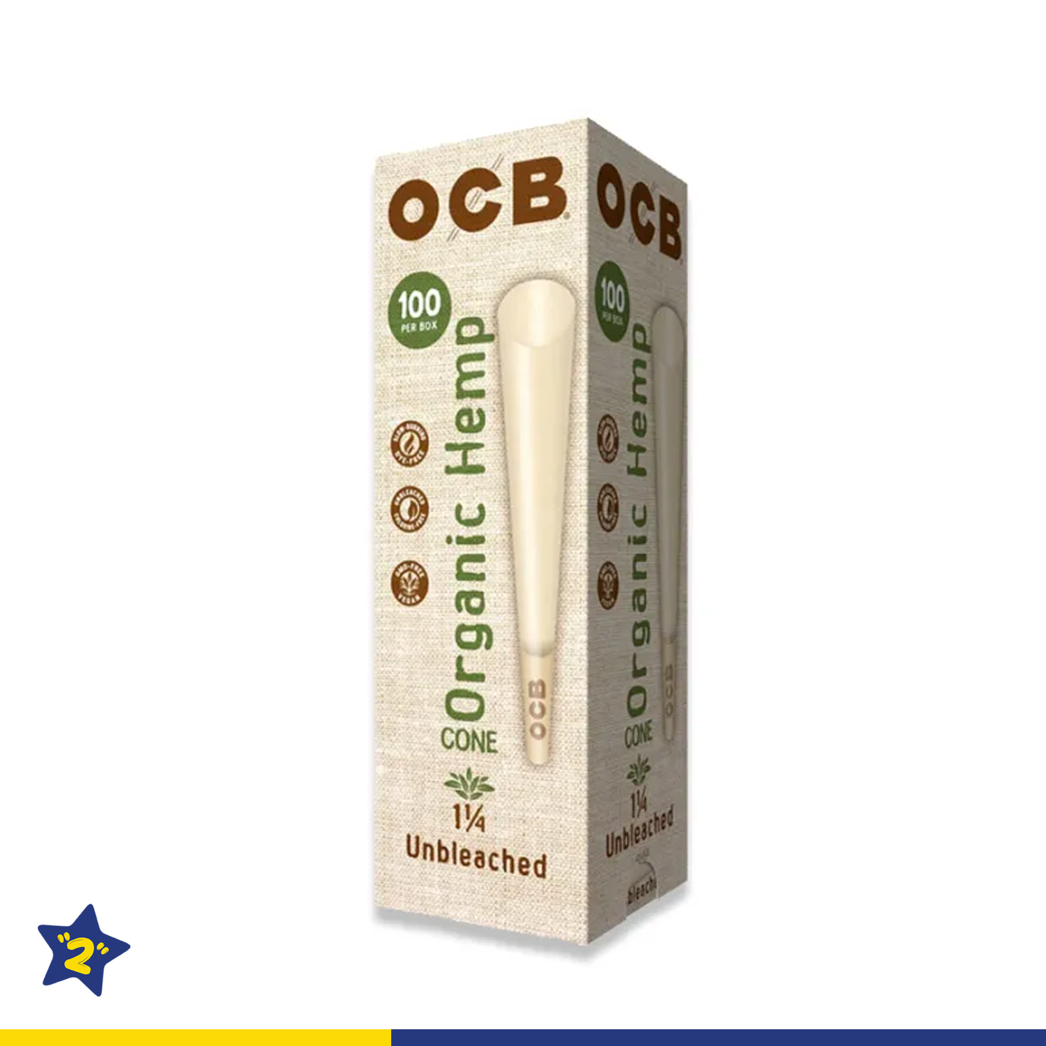 OCB ORGANIC HEMP UNBLEACHED 1¼ SIZE PRE-ROLLED CONE