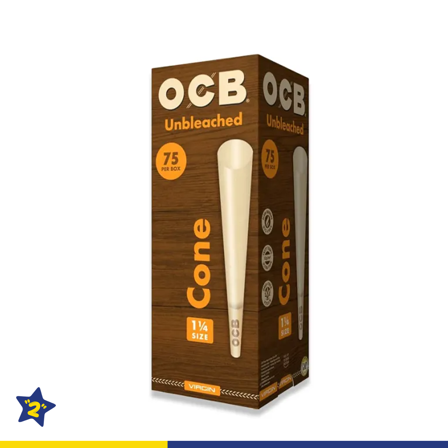 OCB VIRGIN UNBLEACHED 1¼ SIZE PRE-ROLLED CONE