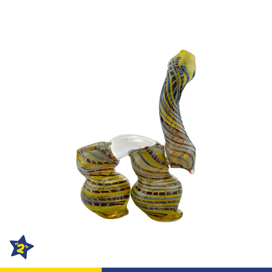 6" Fancy Art Fumed Double Chamber Bubbler