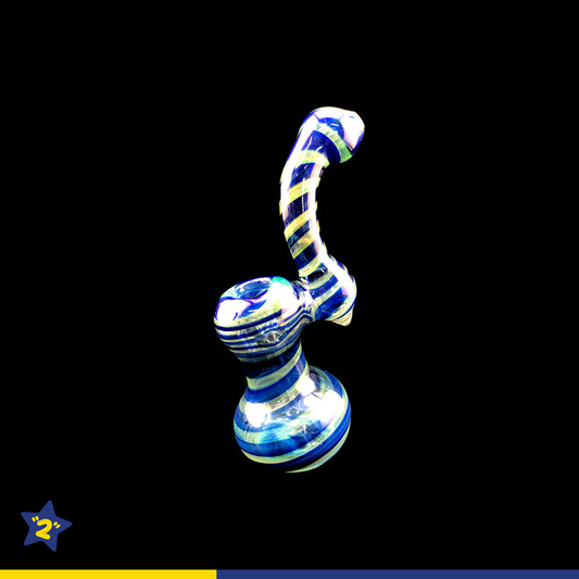 9" Twisted Color Fumed Glass Sherlock Bubbler