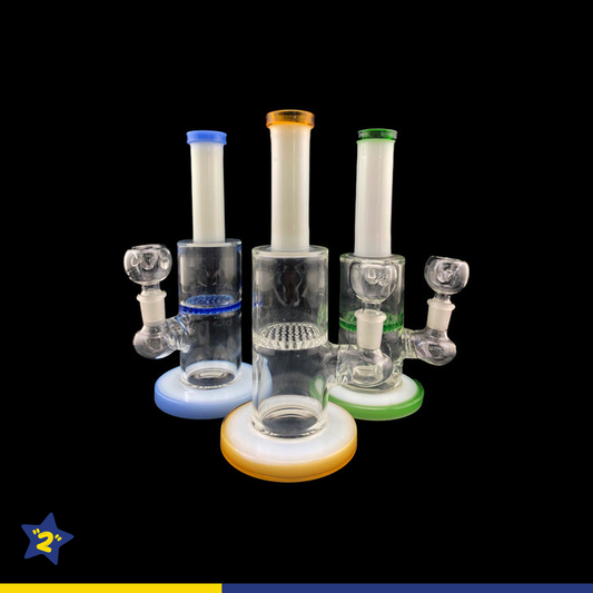 8.5" Straight White Tube Honeycomb Perc Water Pipe