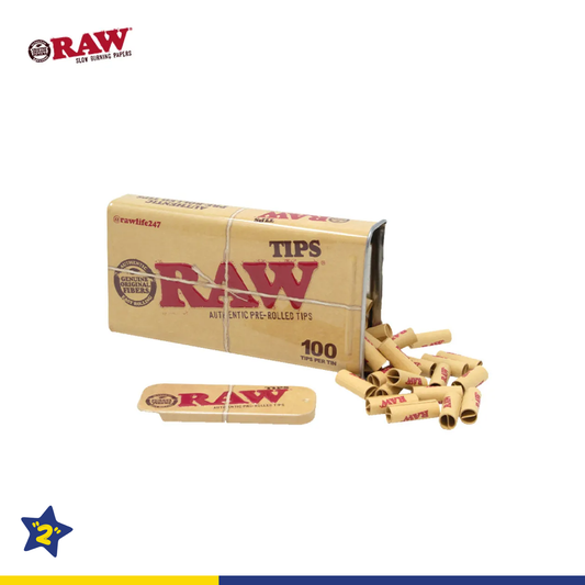 RAW AUTHENTIC PRE-ROLLED TIPS 100CT/6-TIN