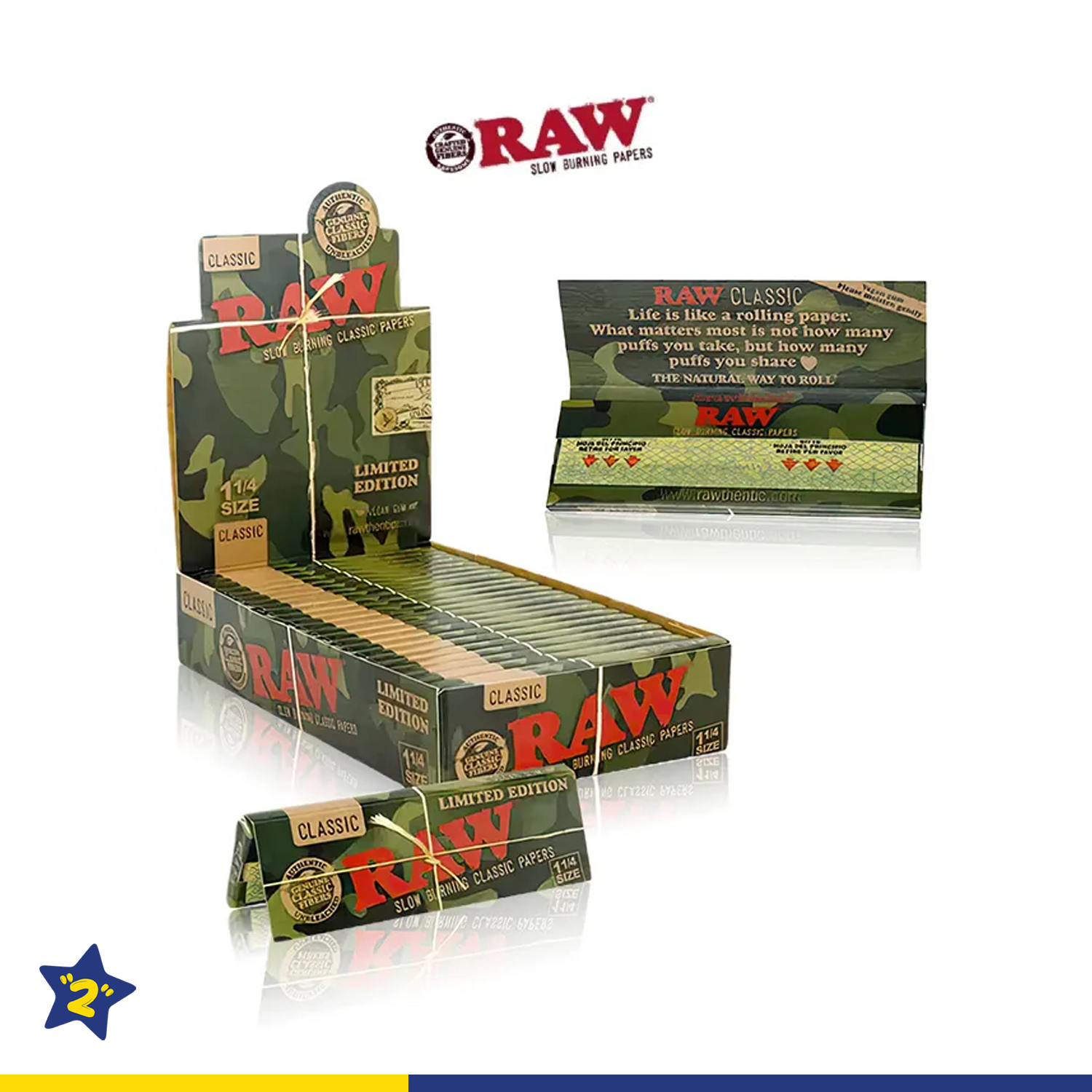 RAW CLASSIC 1¼ ROLLING PAPERS 50CT/24PK ( CAMO LIMITED EDITION )