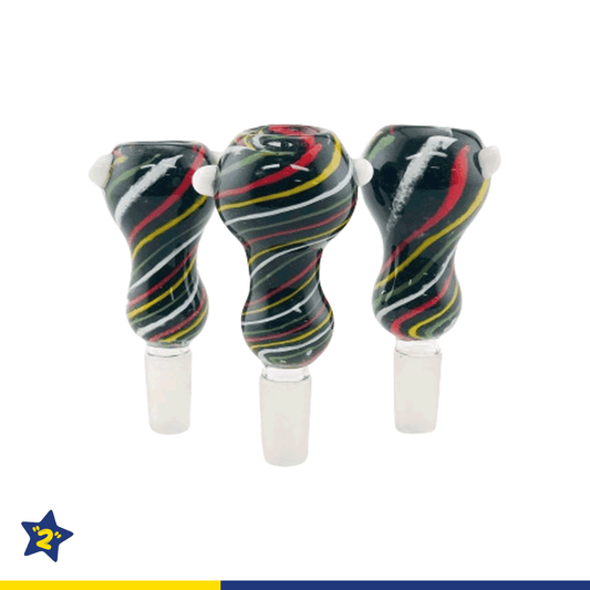 Black & Rasta Striped Funnel Bowls