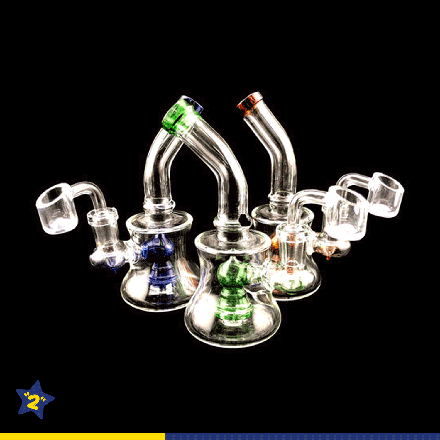 Curved Color Mouth & Showerhead Perc Dab Rig