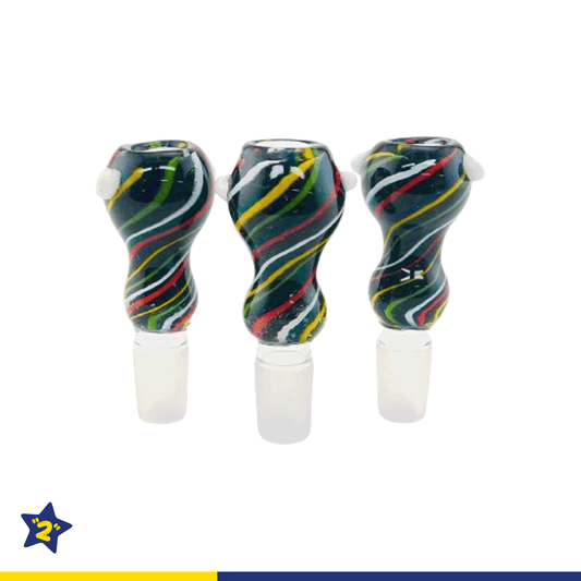 18mm Black & Rasta Striped Funnel Bowls