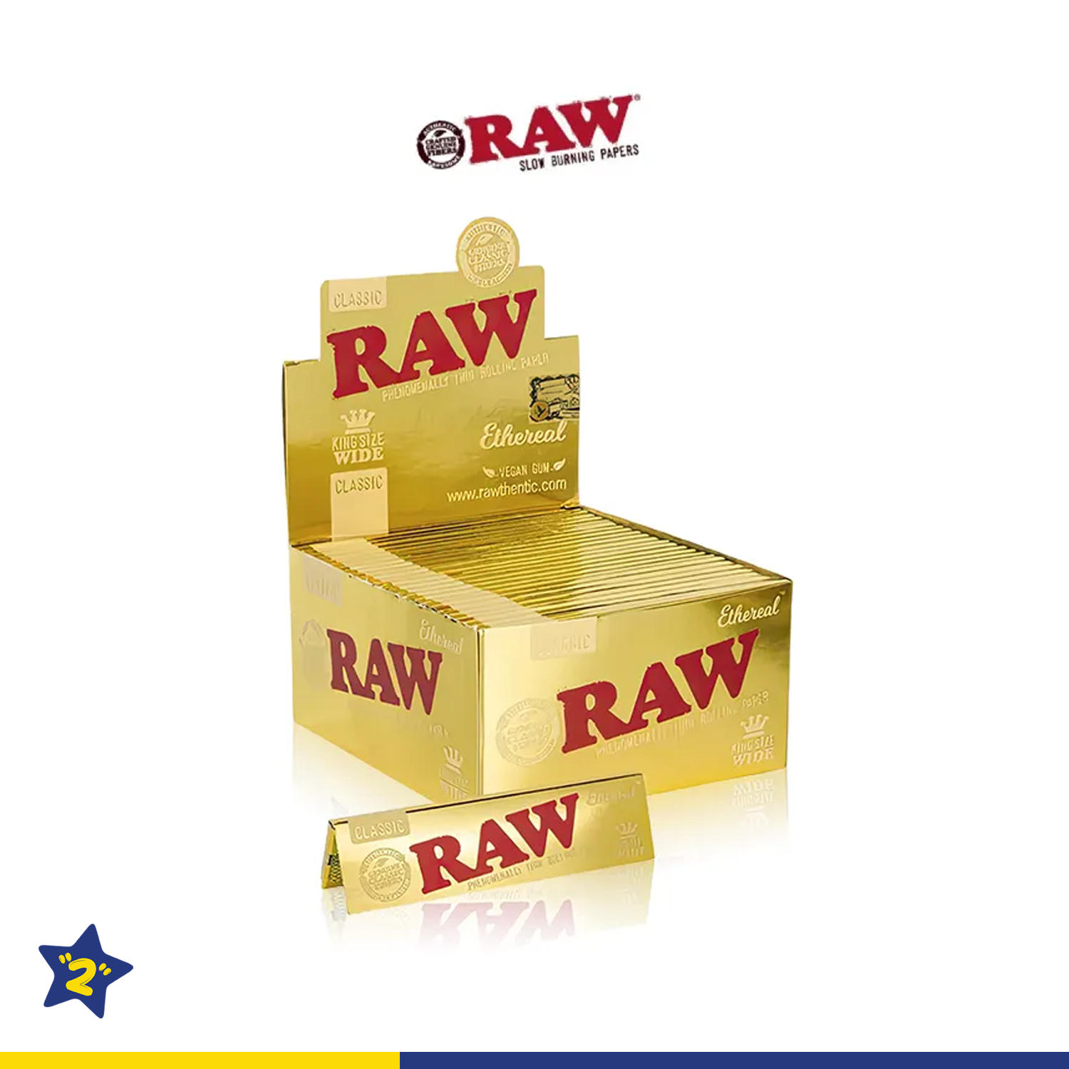 RAW CLASSIC ETHEREAL KING SIZE WIDE ROLLING PAPERS 33CT/50PK