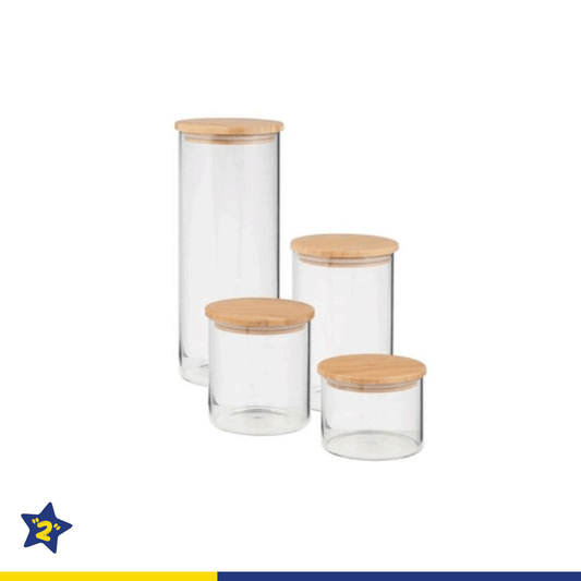 Bamboo Lid Air Tight Glass Jars
