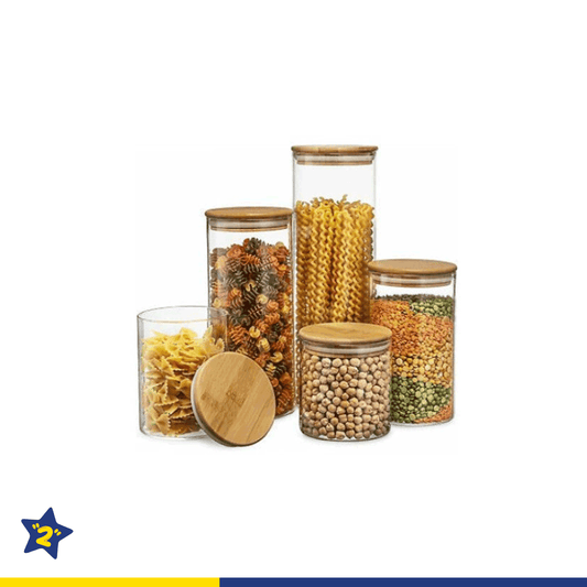 Bamboo Lid Air Tight Glass Jars