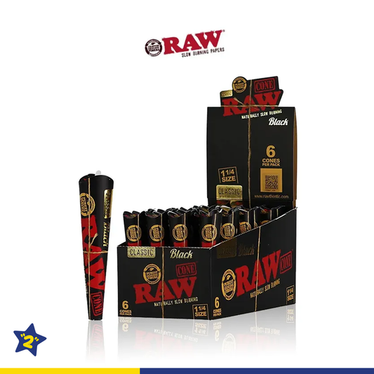 RAW BLACK CLASSIC 1¼ PRE-ROLLED CONES 6CT/32PK