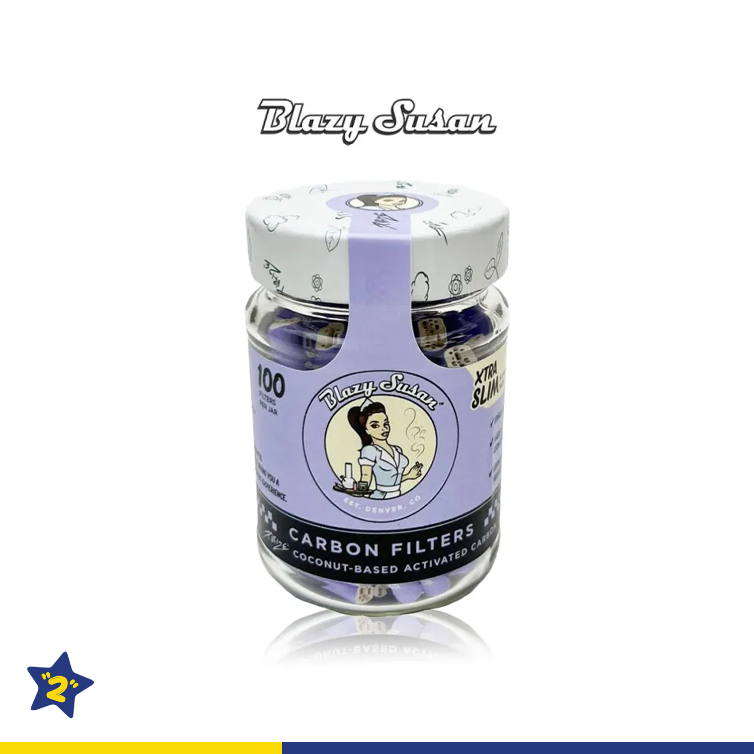 BLAZY SUSAN ACTIVATED CHARCOAL XTRA SLIM FILTER TIPS 100CT/JAR