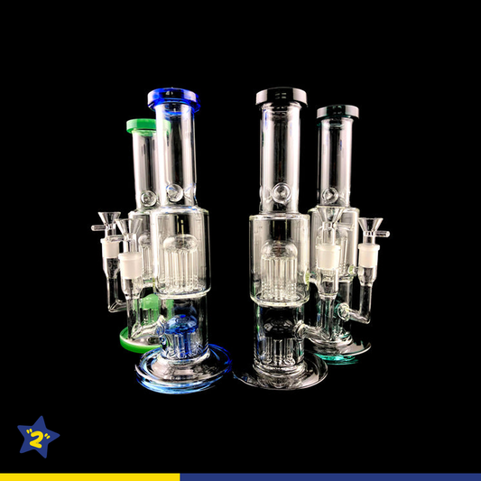 11" Straight Tube Double Tree Perc Water Pipe