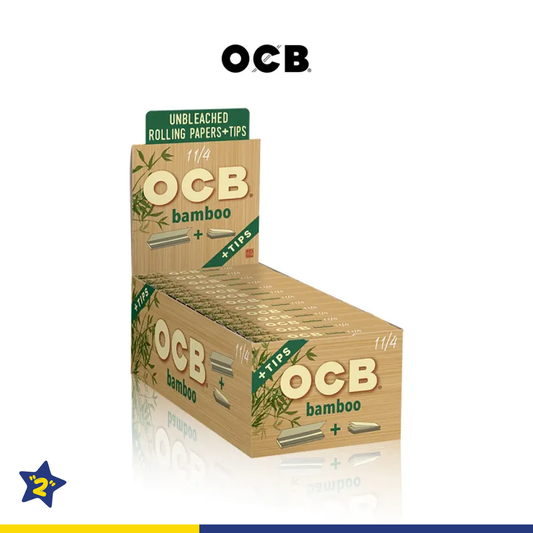 OCB BAMBOO UNBLEACHED 1¼ ROLLING PAPERS + TIPS 24PK/DISPLAY