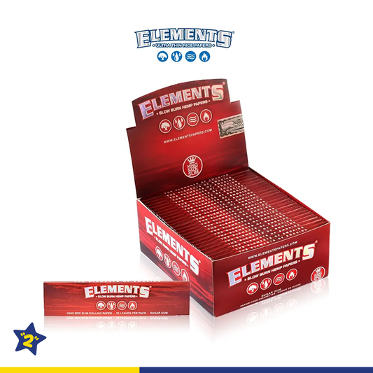 ELEMENTS KING SIZE SLIM RED HEMP ROLLING PAPERS 32CT/50PK