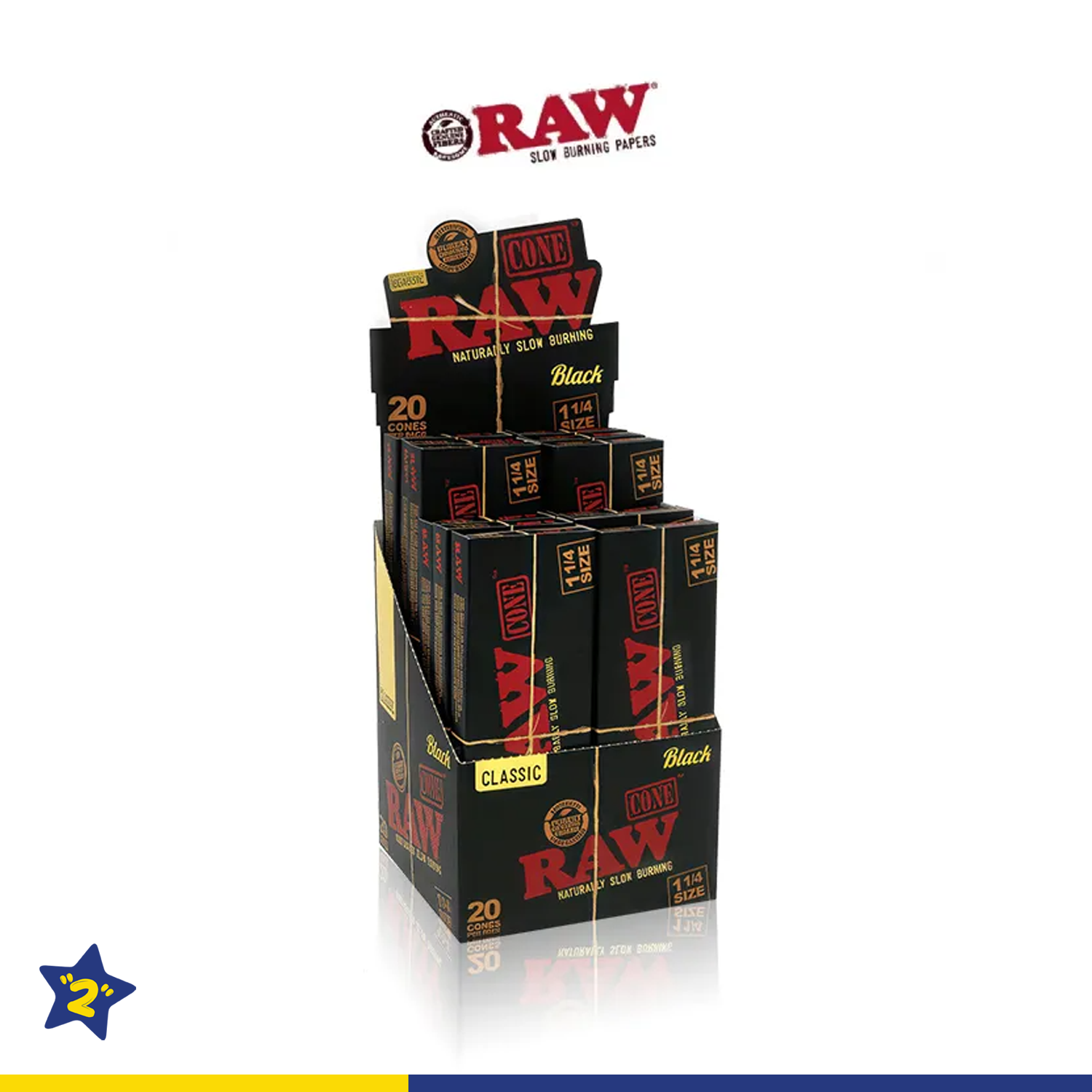 RAW BLACK CLASSIC PRE-ROLLED CONES 20CT/12PK