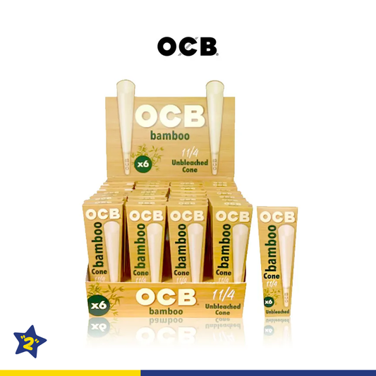 OCB BAMBOO UNBLEACHED PRE-ROLLED CONES 32PK/DISPLAY