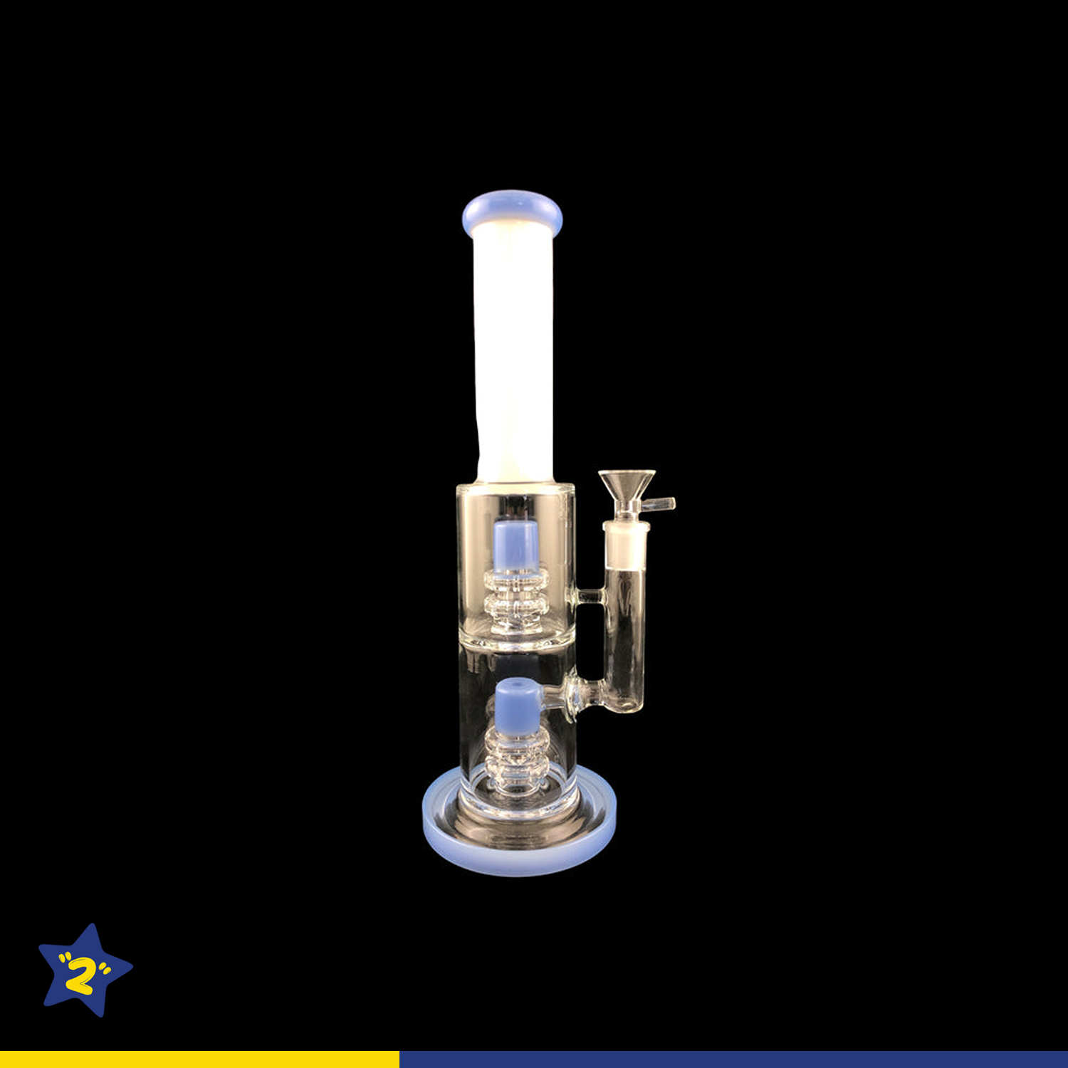 12" Straight White Tube Double Matrix Water Pipe