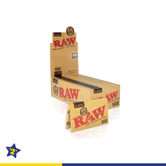 Raw Classic Single Wide Rolling Paper - 25 Packs/Display