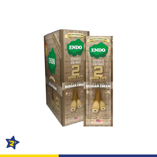 Endo Pre-Rolled 2 Wood Tipped Hemp Wraps  Plush Russian Cream