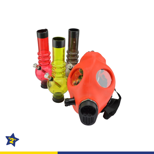Red Color Gas Mask With Acrylic Tube