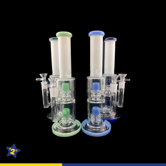 12" Straight White Tube Double Matrix Water Pipe