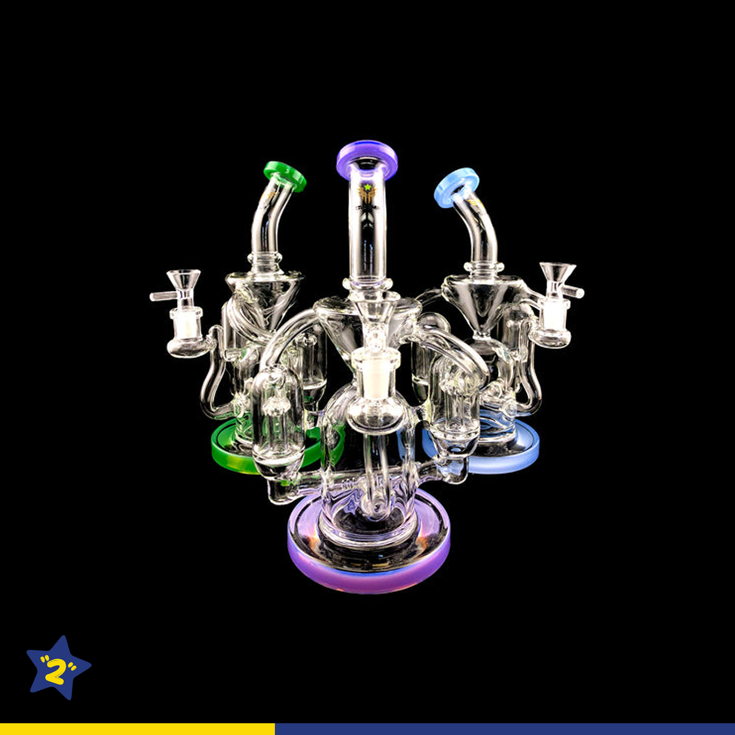 10" Star Wing Double Dome & Inline Perc Water Pipe