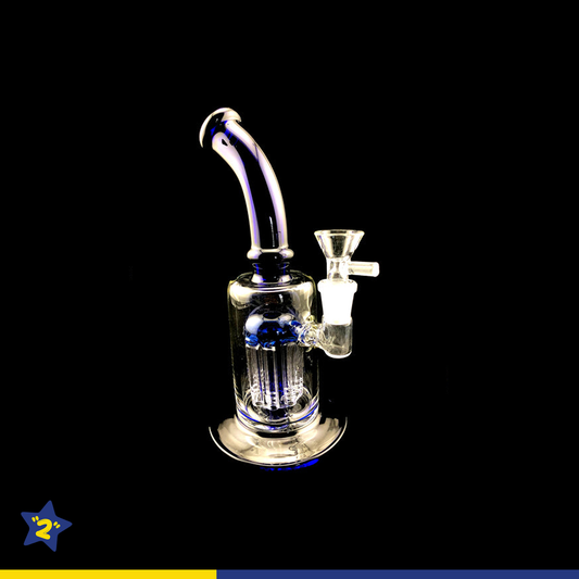 9" Blue Curved Mouth Tree Perc Water Pipe