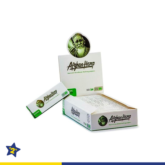 Afghan Hemp Classic 1 1/4" Size Rolling Paper (24 Booklets per Display) (50 Leaves per Booklet)