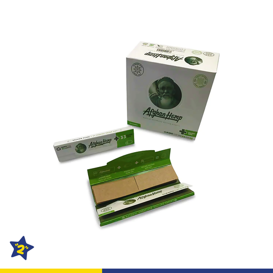Afghan Hemp Classic King Size Rolling Paper with Filter Tips (24 Booklets per Display) (33 Leaves per Booklet)
