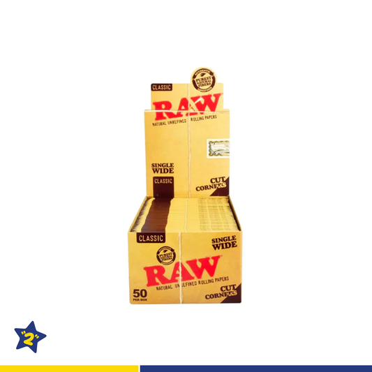 RAW Cut Corners Rolling Papers | Single Wide (50 per Box)