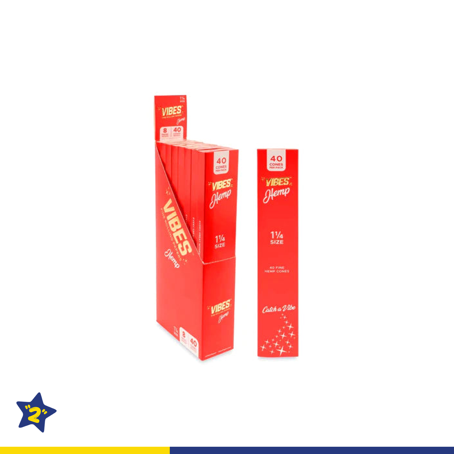 VIBES 1 1/4 Size Cones (Single Pack 40 Cone / 8 Packs Per Display)