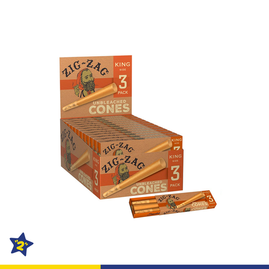Zig-Zag King Size Unbleached Cones | 24 Pack Of 3 Cones