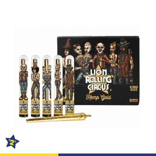 Lion Rolling Circus King Size Gold Hemp Cones