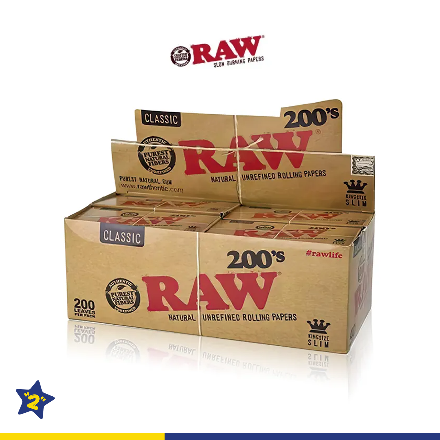 RAW CLASSIC 200'S KING SIZE SLIM PAPER 200CT/40PK