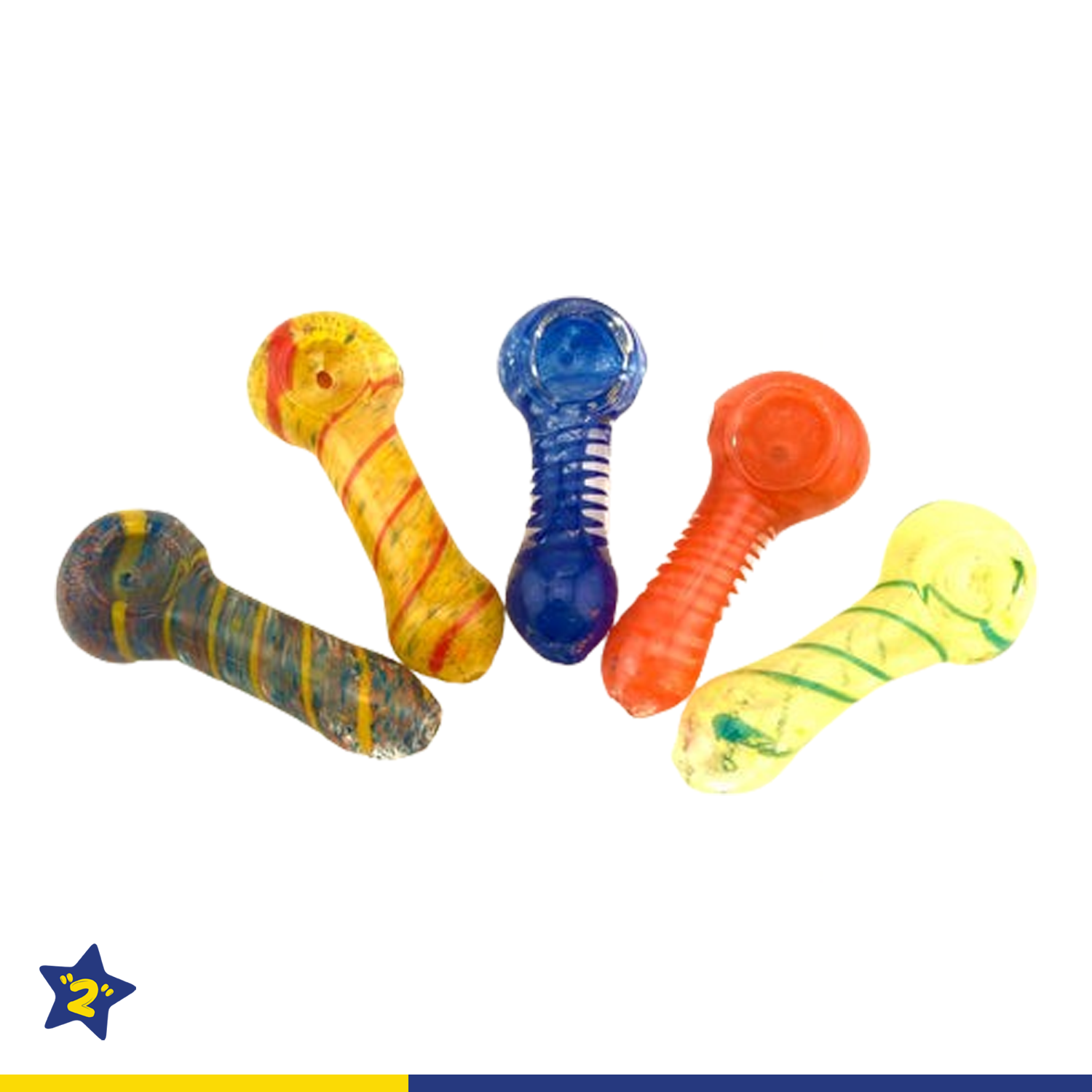 3" Frit & Twisted Color Hand Pipes