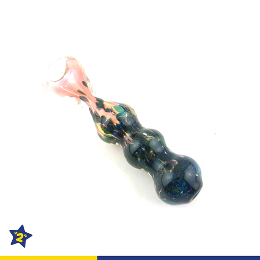 3.5" Rose Gold Triple Bead Glass Chillum