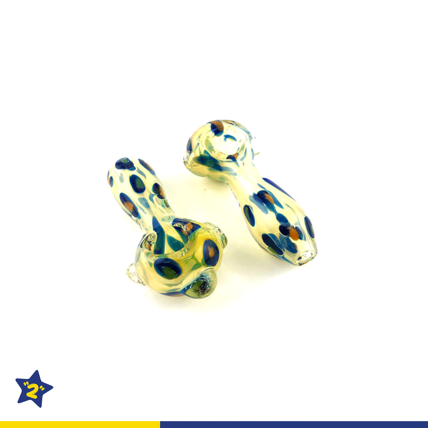 4.5" Blue Polka Dot Gold Fumed Hand Pipe