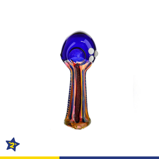 5" Blue Head Fumed Body Dichro Spoon Pipe