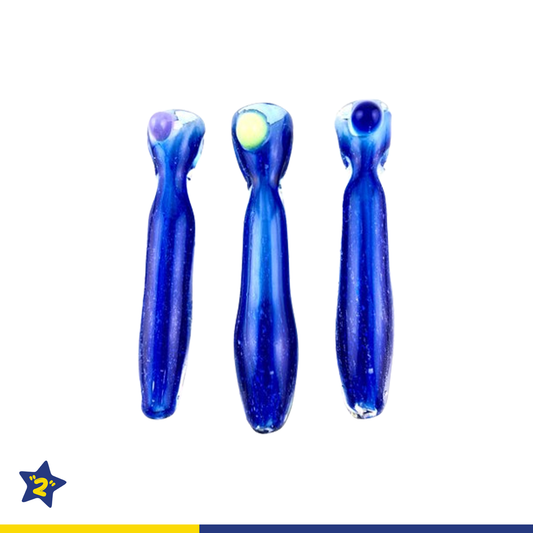 4" Full Dichro Heavy Blue Tube Glass Chillum