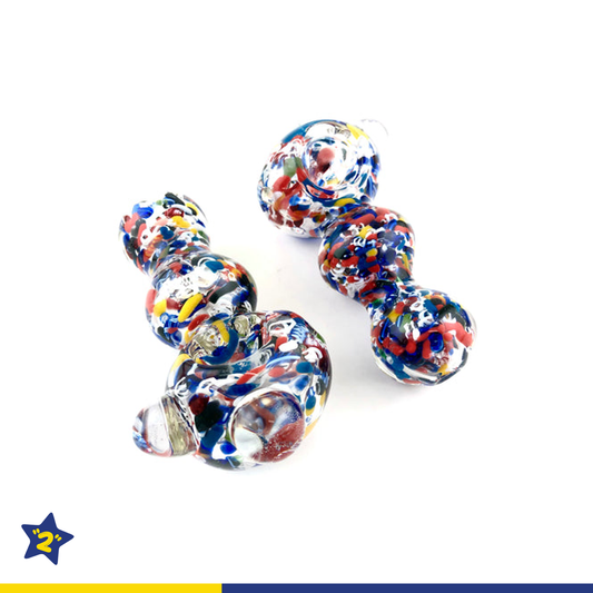 4.5" Multi Frit Double Bead & Bubble Hand Pipe