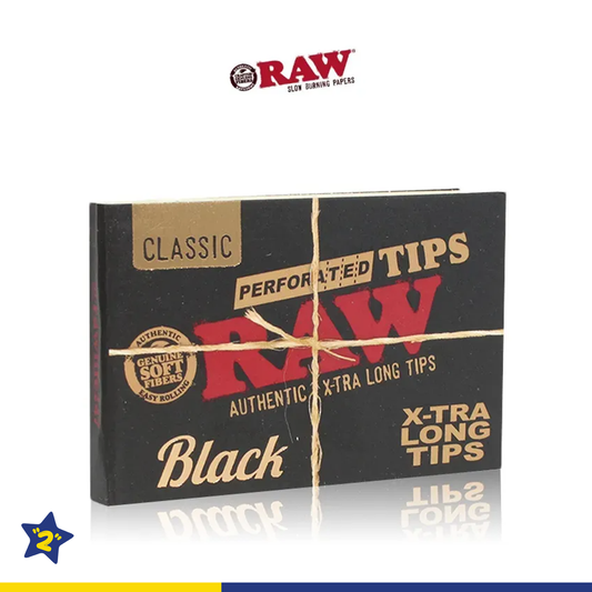 RAW BLACK PERFORATED X-TRA LONG TIPS 40CT/36PK