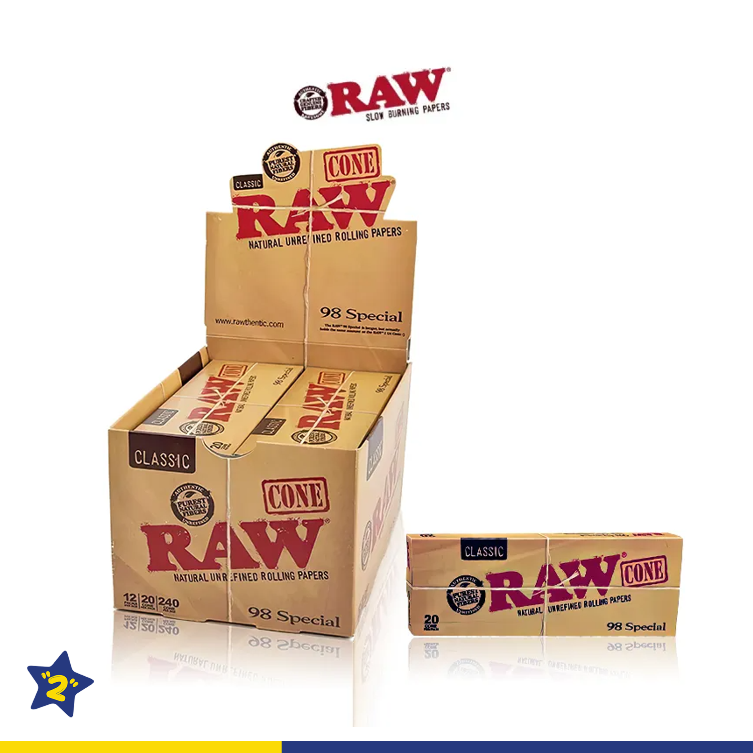 RAW CLASSIC 98 SPECIAL PRE-ROLLED CONES 20CT/12PK